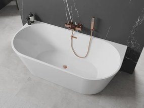 Mexen Oval wanna wolnostojąca przyścienna 150 x 75 cm, biała, przelew miedź szczotkowana - 52671507500-65