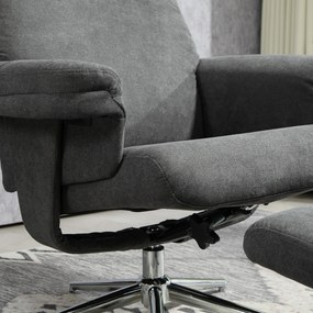HOMCOM Fotel relax z podnóżkiem, regulowane oparcie, wykończenie aksamitem, do 150 kg, Antracyt