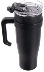 Czarny kubek termiczny ze słomką 1,2 l Termo – Orion