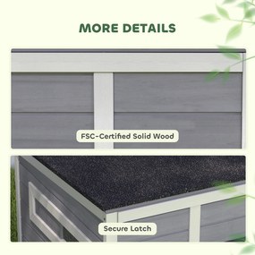 PawHut Domek dla kaczek odporny na warunki atmosferyczne z drewna z wyjmowanym spodem, przesuwanymi oknami, otwieranym dachem asfaltowym, 93x70x72cm, szary | Aosom PL