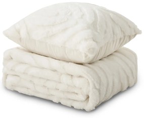 KOC I PODUSZKA WARM HUG LUX PERŁOWY 130x190 cm CREAM/BEIG