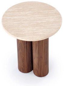 DOROTEA_S ława trawertyn / orzechowy średnica 50 cm wysokość 56