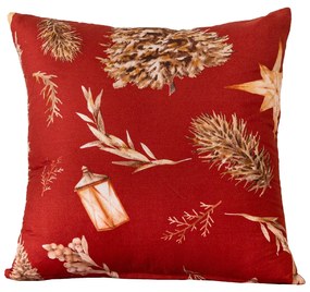 Poszewka na poduszkę z mikrofibry GOLD CHRISTMAS 45x45 cm, czerwona