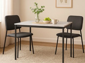 Promocja: Czarny stół jadalny RAMOD 100x60 cm, biały marmurowy dekor, II jakość