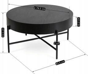 Stolik Kawowy BELIEF 79,5 cm Czarny Nowoczesny Loft