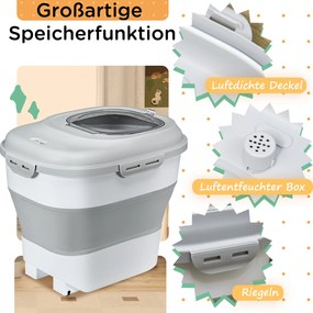 PawHut Składany pojemnik na suchą karmę, do 25 kg, z akcesoriami, 44x32x37cm, Szary