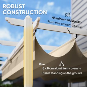 Outsunny Pergola 3 x 4 m z przesuwanym dachem, magnetycznymi zamknięciami, UV30+, kolor beżowy | Aosom PL