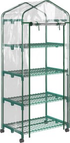 Outsunny Szklarnia Foliowa, Mini-szklarnia, Szklarnia do Roślin, Grządka, 4 Półki, 69 x 50 x 165 cm, Przezroczysta