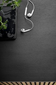 Wysoka witryna pokojowa Sento z oświetleniem, dąb wotan/czarny