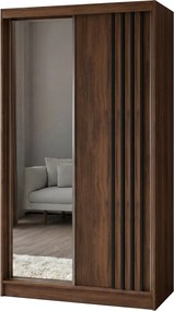 Szafa Przesuwna NELVIA 120 cm z Lustrem Szafa Dwudrzwiowa z Szufladami Orzech