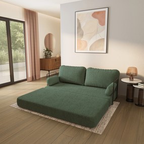 Masseno Sofa piankowa NIKSI z funkcją spania, Kanapa z pianki do salonu, Bezmontażowa, Tkanina bucle – Zielony QUELLE 37