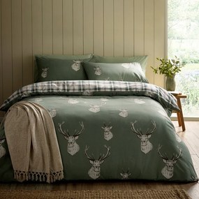 Zielona pościel dwuosobowa 230x220 cm Stag Check – Catherine Lansfield