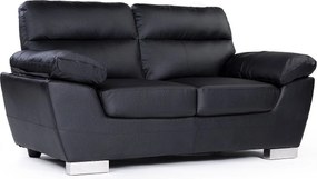 Sofa z odtworzonej skóry i PVC "Dallas" - 169 x 88 x 90 cm - 2-osobowa - Czarny