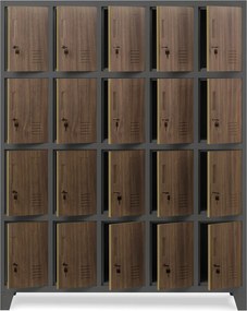 Szafa BHP 20-skrytkowa 136x45x172 cm Eco Design Robert antracyt/orzech