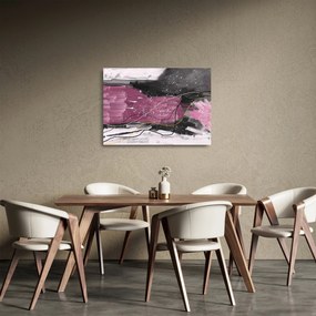 Obraz na szkle - Różowo - czarna abstrakcja (70x50 cm)