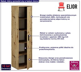 Wysoki regał z drzwiczkami dąb artisan - Okles