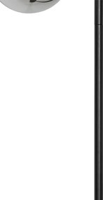 Lampa stojąca w stylu art deco czarna z dymionym szkłem 2-światła - Pallon