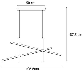 Designerska lampa wisząca X czarna ze złotem z LED z 3-stopniową regulacją - Joy Nowoczesny Oswietlenie wewnetrzne