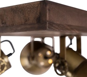 Plafon brązowy z drewnem 3-światła - Mangoes