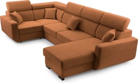 Masseno Narożnik CASTELLO z funkcją spania i pojemnikiem na pościel Narozniki U, Rozkładana sofa - Miedziany, VELO 627