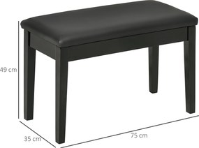 HOMCOM Taboret Pianinowy z Miejscem do Przechowywania Wytrzymały do 150kg Komfortowy i Stylowy Czarny | Aosom PL