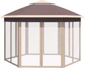 Outsunny Altana ogrodowa namiot 4x4 m z 6 ściankami bocznymi i dwuspadowym dachem beż khaki | Aosom PL