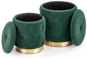 Zestaw puf POLLY VELVET ciemno zielony  HALMAR