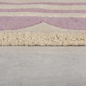 Fioletowo-naturalny wełniany chodnik tkany ręcznie 80x230 cm Lois Scallop – Flair Rugs