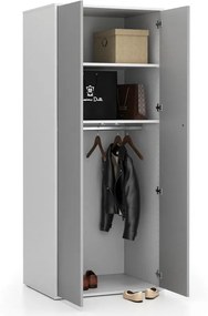 Szafa ubraniowa biurowa LAYERS, drążek do szafy, 800 x 600 x 1905 mm, szara