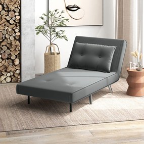 HOMCOM Fotel z funkcją spania, Składany fotel sypialny, Pikowanie, Wygląd lnu, 77 cm x 88 cm x 83 cm, Ciemnoszary