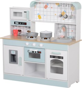 AIYAPLAY Zestaw kuchenny dla dzieci, kuchnia z efektami, ekspres do kawy, piekarnik, dużo miejsca do przechowywania, MDF, stal, dla dzieci od 3 lat