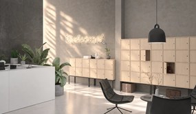 Szafka biurowa FRAME, 6x drzwi, z wnęką, 1299 x 450 x 2162 mm, zamek cylindryczny, brzoza