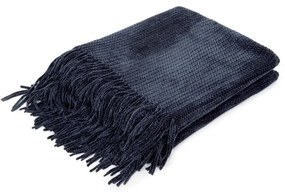 Koc szenilowy CHENILLE granatowy 130x170 cm HOMLA