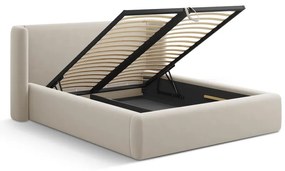 Beżowe tapicerowane łóżko dwuosobowe ze schowkiem ze stelażem 140x200 cm Jason – Windsor &amp; Co Sofas