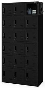 Skrytkowa szafa socjalna KAROL, 900 x 1850 x 400 mm, czarna