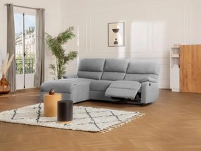 Kanapa narożna z elektryczną funkcją relax z tkaniny – kolor jasny szary –  LUNANO