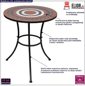 Stolik ogrodowy ceramiczny Osmo – terakota i biały