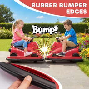 AIYAPLAY Autko zderzakowe dla dzieci, obracalne o 360 stopni, kierownica, światła LED, funkcja muzyczna, 3-8 lat, czerwony