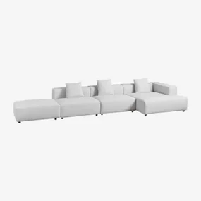 Sofa Modułowa Z Szezlongiem Narożnym Prawym 3-częściowym Z Pufem (↔︎450 Cm) Bruna Tkaniny Gris Glacial - Sklum