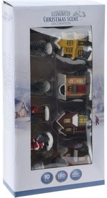 Dekoracja świąteczna LED Zimowa wioska, 10 elem., wielokolorowe, dekor 1