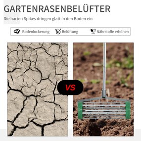 Outsunny aerator do trawnika metal ocynkowany 135 cm x 43,5 cm x 15 cm