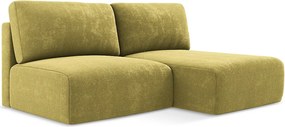 Otwarty Prawy narożnik z funkcją spania - z tkaniny szenilowej - limonkowy - KONA