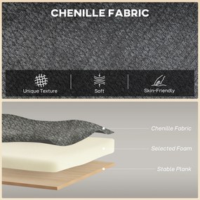 HOMCOM 2-osobowa sofa, mała sofa z chenille, oparcie skrzydłowe, grube siedzisko, nogi z drewna kauczukowego, szara | Aosom PL