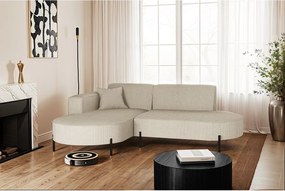 Narożnik w kształcie L Modena Rein, tkanina Poso, Beżowy, Lewy