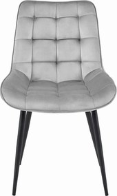 Krzesło welurowe BERA jasnoszare z czarnymi nogami