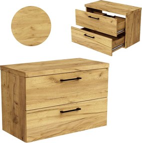 Szafka Łazienkowa Wisząca 80 cm Pod Umywalkę Nablatowa Komoda Dąb Craft