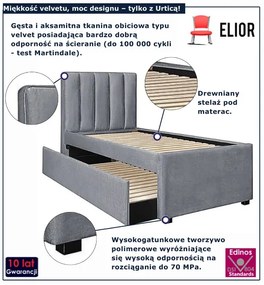 Łóżko szare tapicerowane z wysuwanym stelażem L6-H52