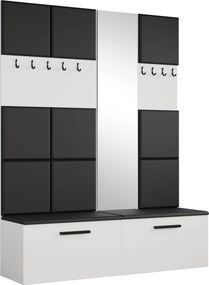 Garderoba MODULO - Biały / Bez lameli / Z lustrem / Wariant 1 + 3 / 161,2 cm / JASMINE 100 (Czarny)