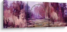 Obraz - Malarstwo pejzażowe jesienne (z zegarem) (90x30 cm)