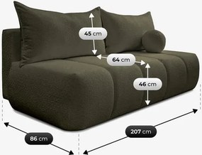 Sofa z Funkcją Spania SARIA Oliwkowa Boucle Nowoczesna